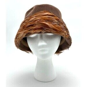 Vintage Miss Eileen Feather Trim Cloche Hat | 1920s French Wool by Picardy